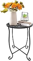 Fashion&cool Round Metal Side Table for Small Spaces - Indoor Outdoor End Table, Patio Poolside Plant Stand, Rust-Proof 30lb Capacity