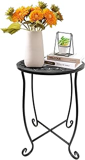 Fashion&cool Side Tables for Small Space, Metal Outdoor Indoor Round Side Table, Small End Table Pool Chair Side Table for Patio Yard Porch Balcony Garden Bedside Plant Stand