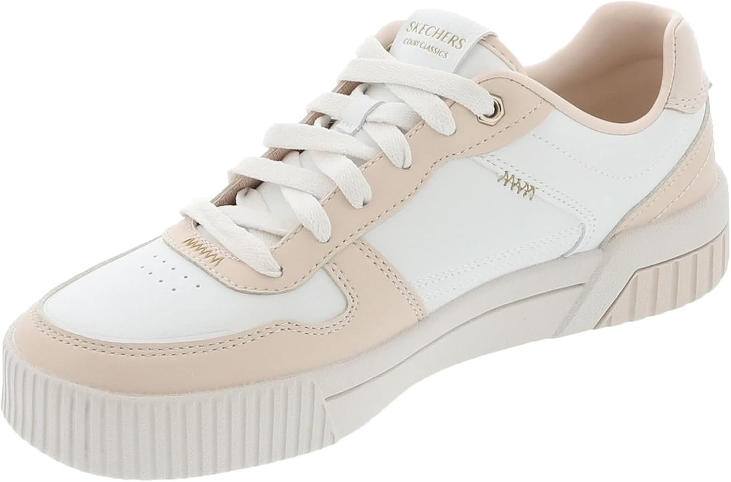 Skechers Women's Jade - Best in Class Leather Lace-Up Sneakers with Memory Foam, White/Pink, 11 - Image 4