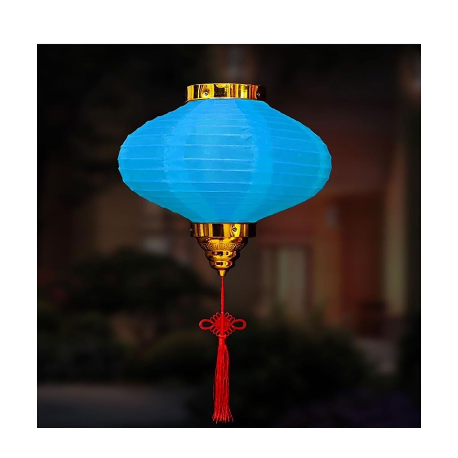 Asian Lantern, 2PCS Vietnamese Satin Lanterns Oriental Decorative Hanging for Weddings Festivals and Garden Parties Outdoor Decoration(Blue,12inch)
