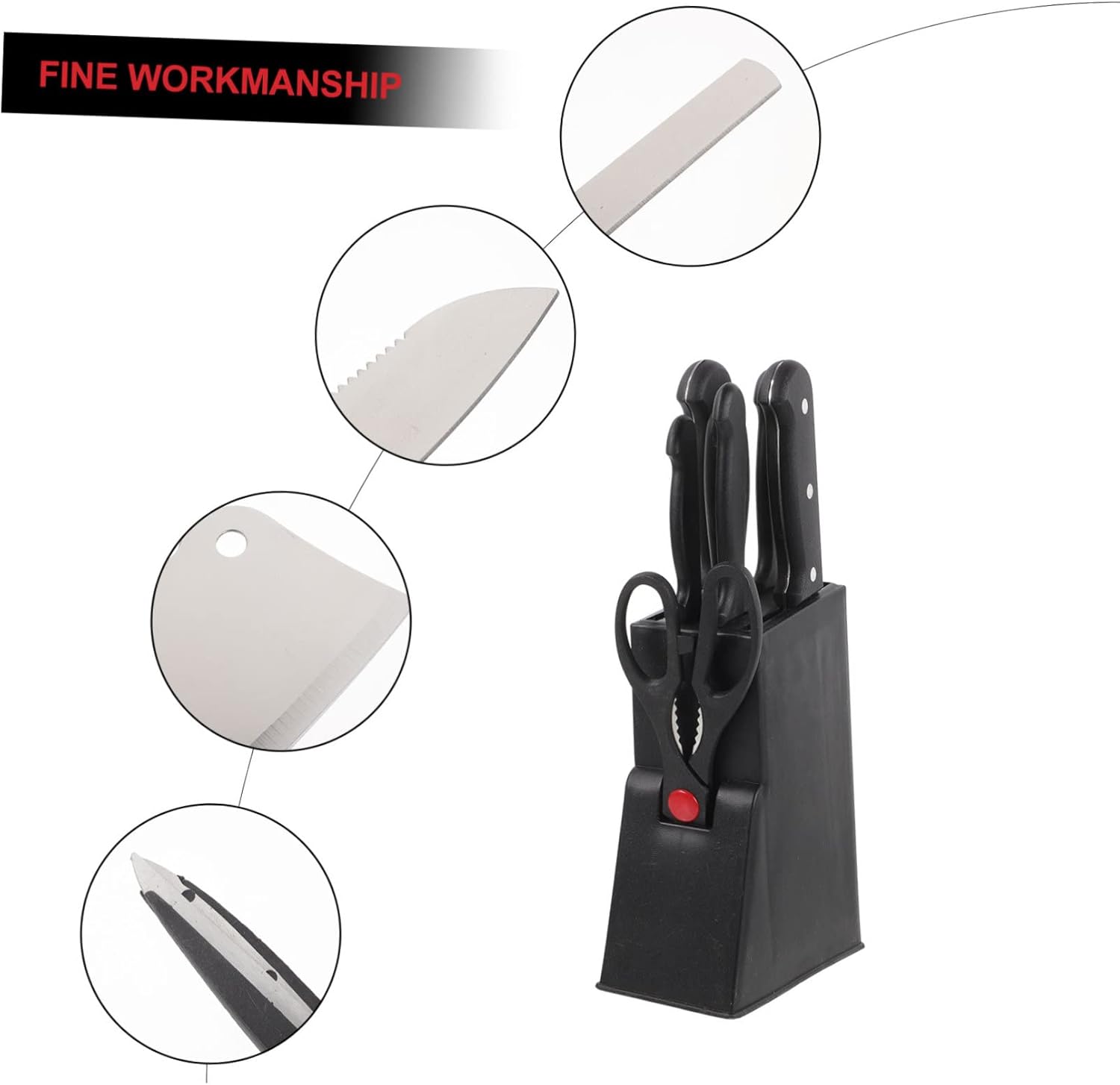 Zerodeko 1set Stainless Steel Kitchen Knife Set Scissors Chef Knives Kit for Cooking Easy to Clean Kitchen Accessories for Home and