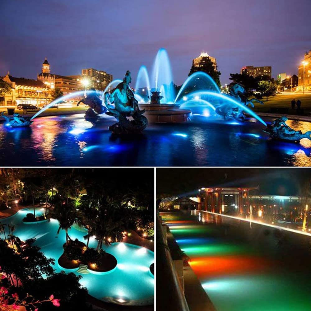 Luces subacuáticas LED Estanque de luz de Acero Inoxidable Sumergible IP68 Lámpara de Noche Jardín al Aire Libre Piscina Fuente Luces Fiesta Paisaje Luz, Color Regulable