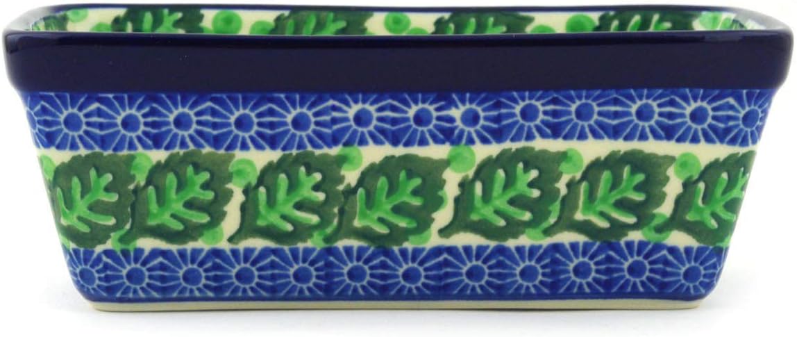 Polmedia Polish Pottery Mini loaf pan - Blue Bliss Pattern Handmade in Boleslawiec Poland by Ceramika Artystyczna + Certificate of Authenticity