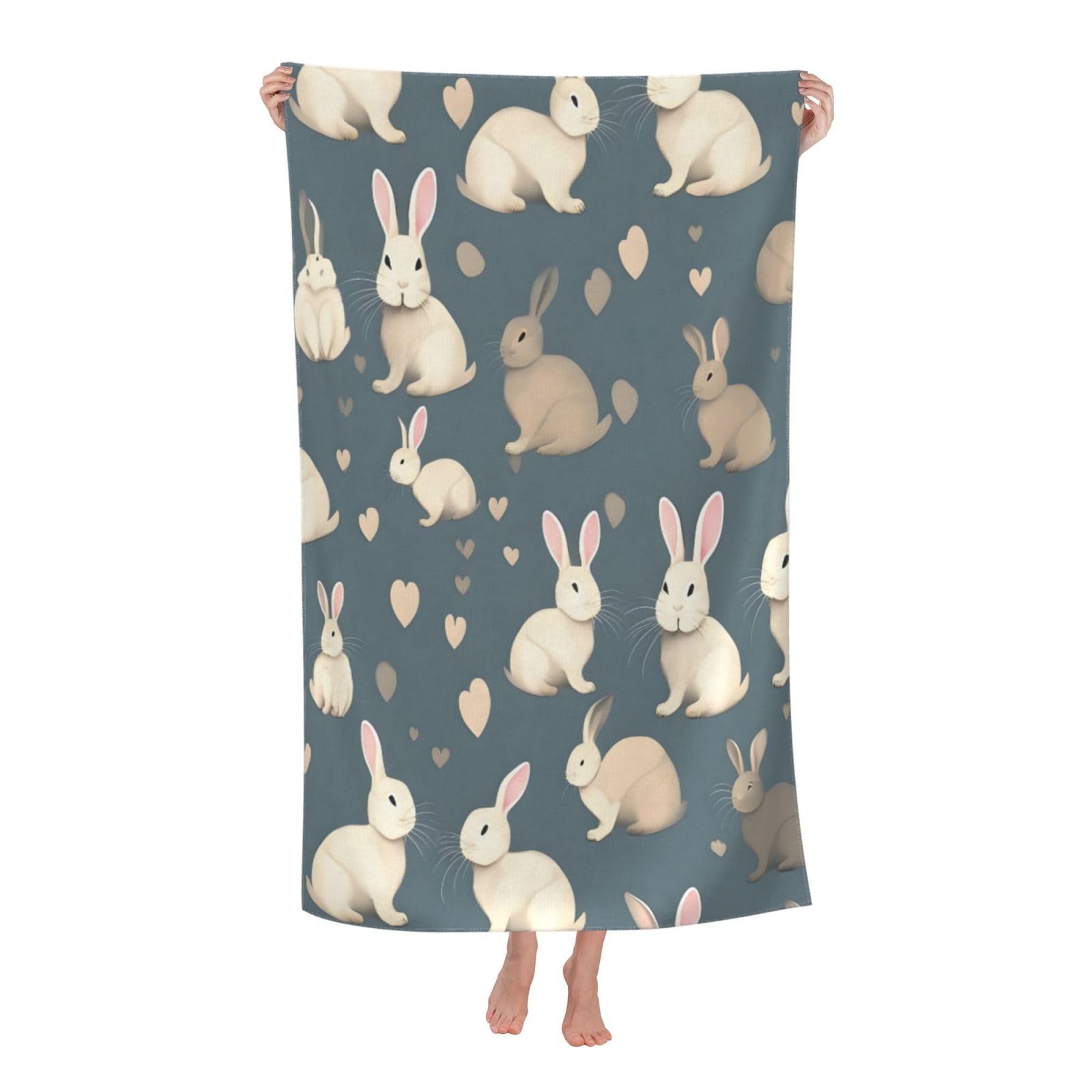 NImongt Rabbit Background Print Oversized Adult Beach Towel For Travel Weekend Getaways Festivals Camping Trips