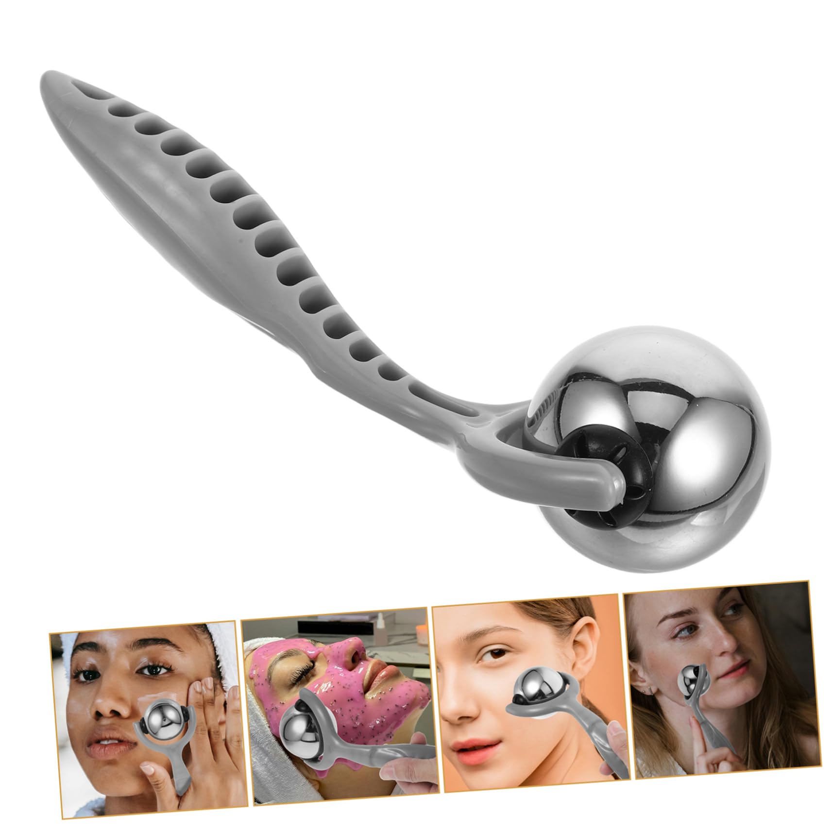BESTYASH 4 Pezzi massaggiatore viso a massaggio viso con per gli occhi strumento per raschiare guasha facciale massaggiatore facciale Solo Grey