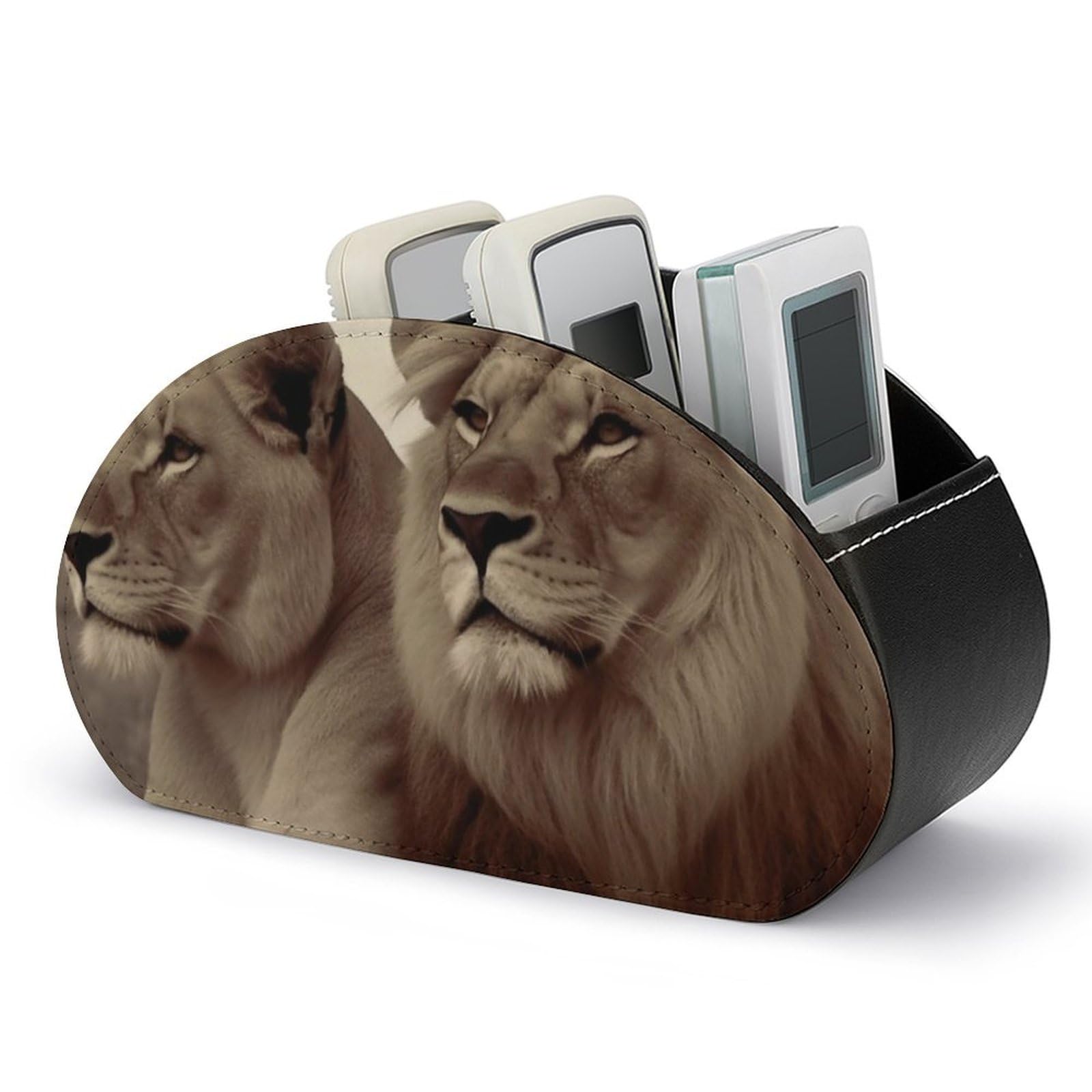 Support de télécommande L007 en cuir synthétique à 5 compartiments pour table - Lot de 3 boîtes