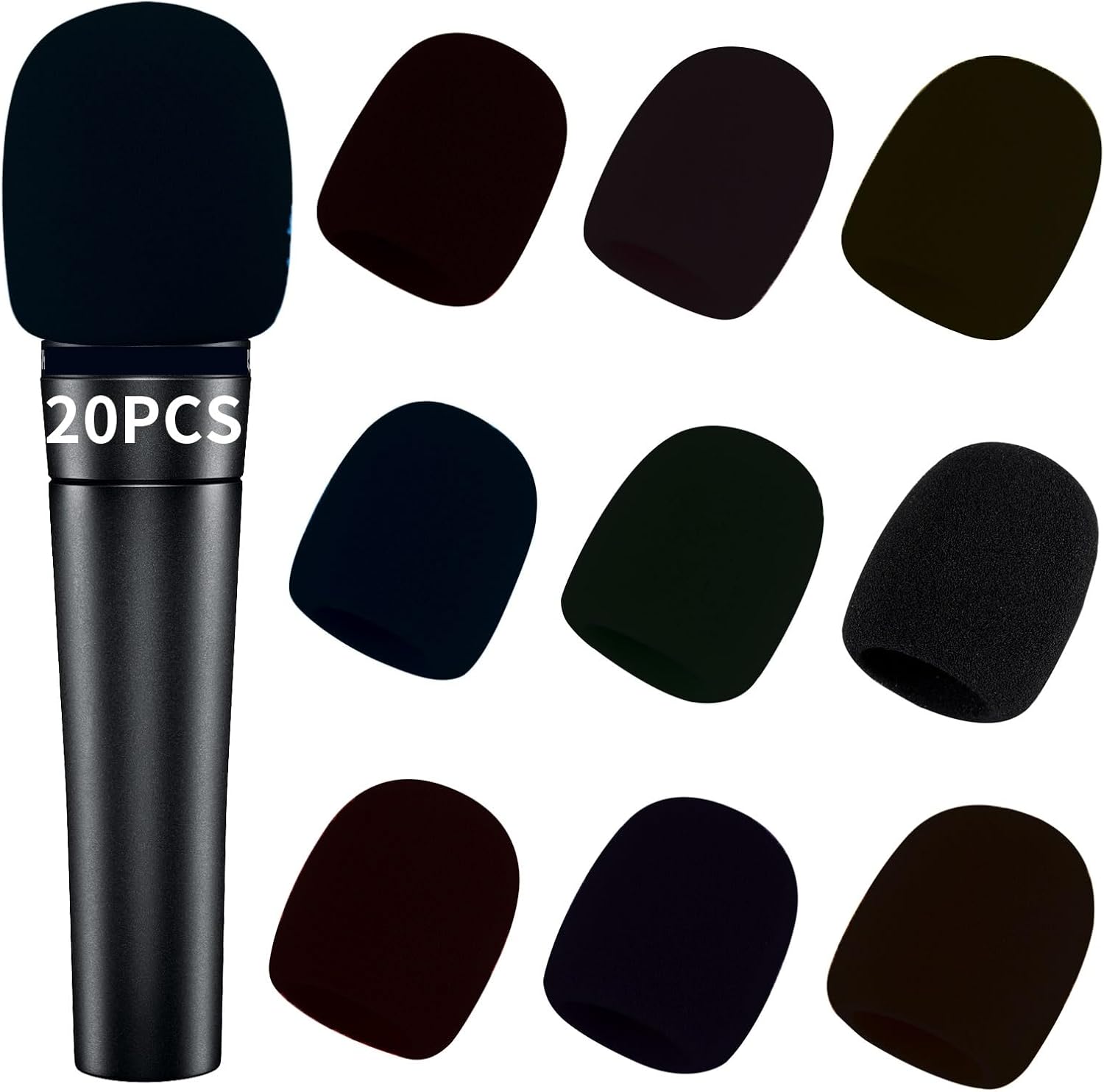 Pop Filter for Microphone Foam Microphone Covers Disposable Mic Covers for Microphones, 20Pcs Colorful Mic Windscreen Reusable Mic Foam Covers (Black) Pop Filter for Microphone Foam Microphone Covers Disposable Mic Covers for Microphones, 20Pcs Colorful Mic Windscreen Reusable Mic Foam Covers (Black)