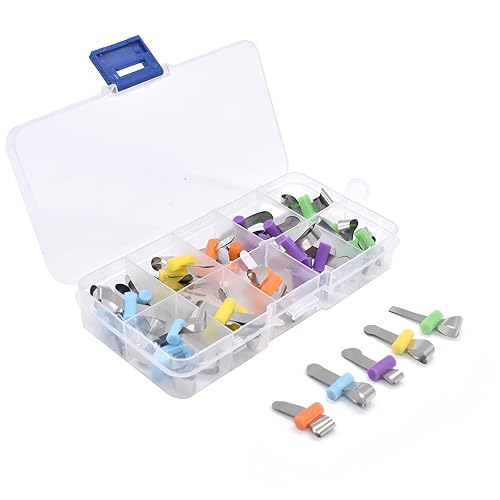 Miniatura 2 de 50 unidadescaja de matrices metálicas contorneadas seccionales dentales, matrices de acero inoxidable, para adultos y niños, 5 tamaños