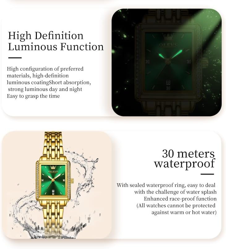 OLEVS Women Watches Business Dress Square Female Watches for Ladies Stainless Steel Waterproof Luminous Wrist Watch for Women - Image 5