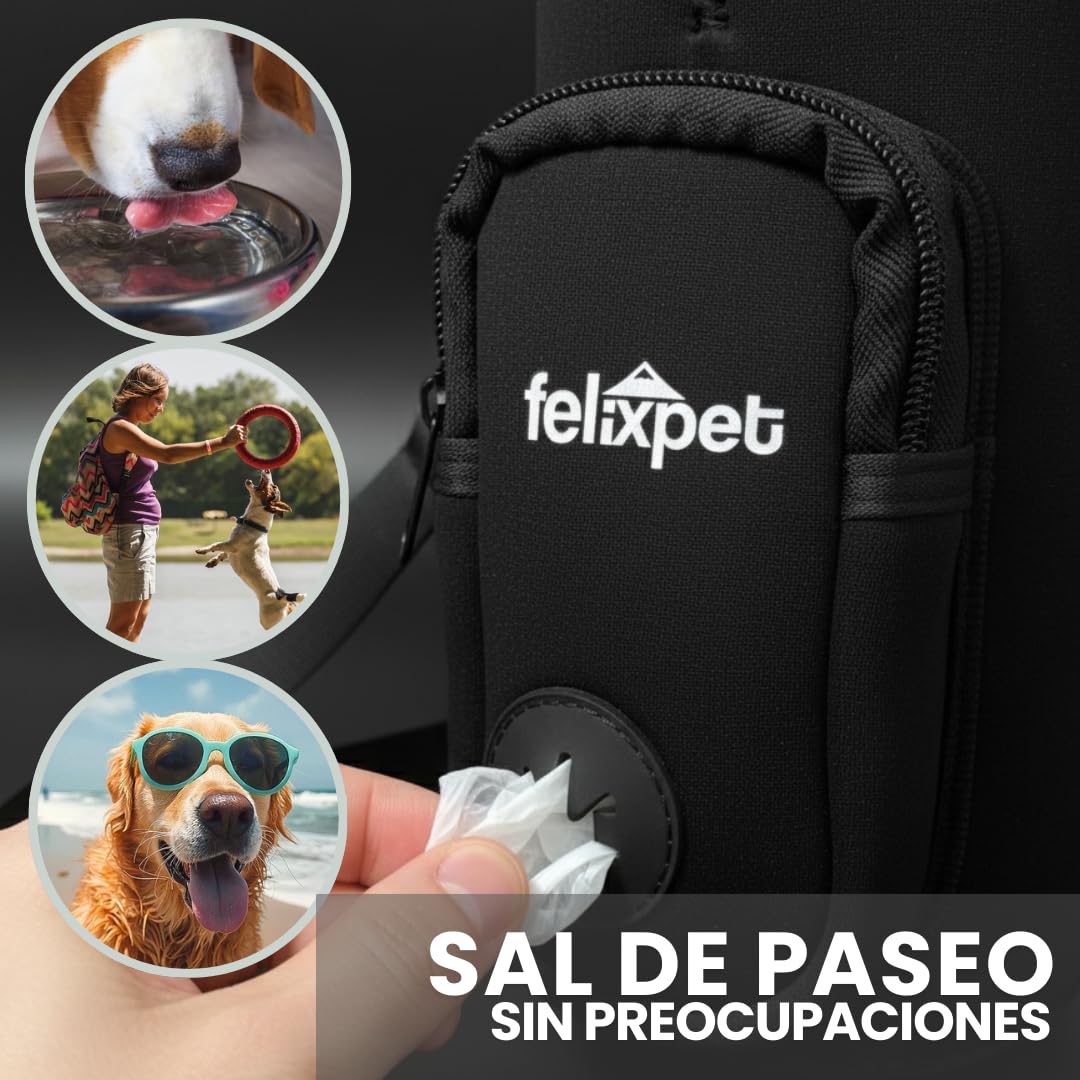 Botella Térmica 1L para Perros 4 en 1 – Acero Inoxidable con Bebedero Portátil, Comedero Extraíble, Porta Bolsas y Estuche Neopreno