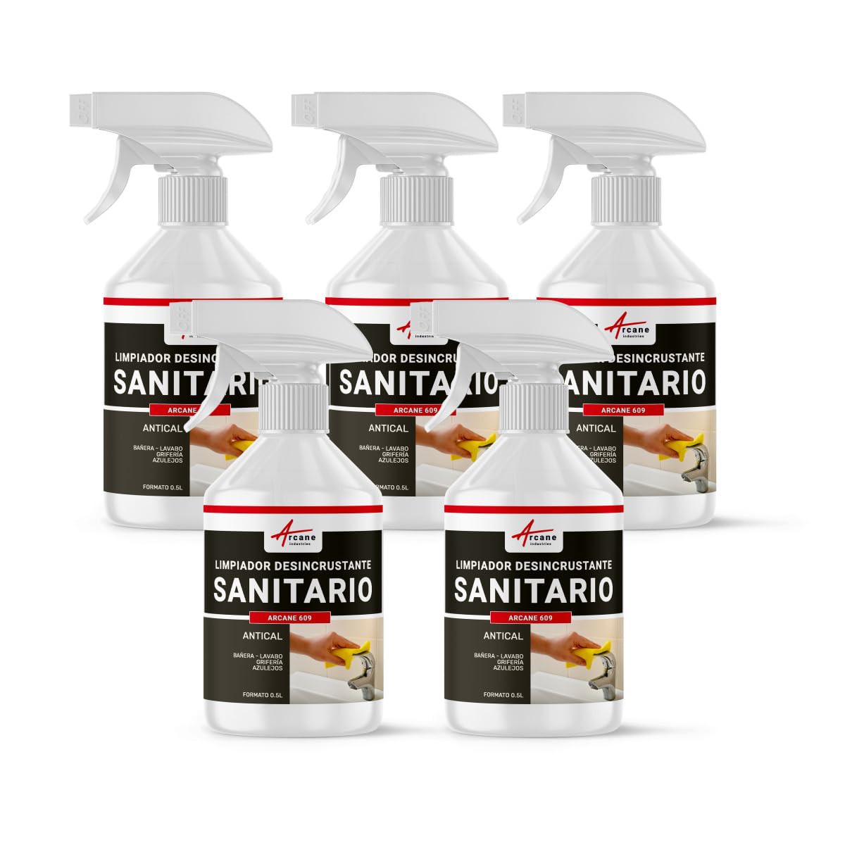 Limpiador para Acero Inoxidable, WC, Bañera y Baño 2,5 L (5 x 0,5 L)