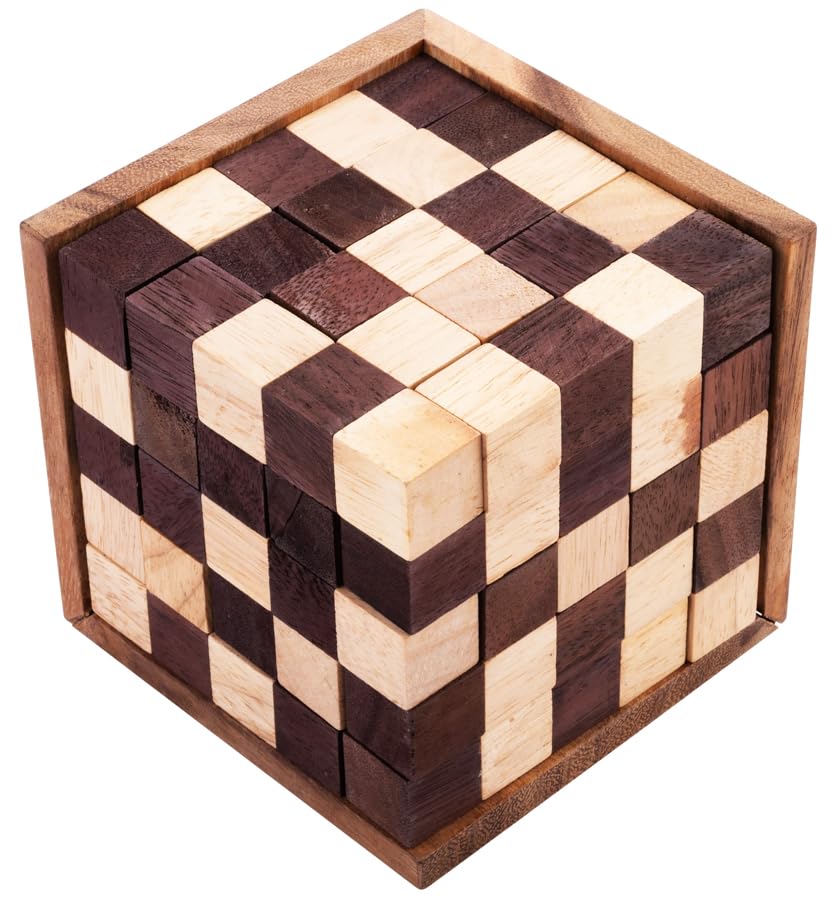 Engelhart - 350190-125 Cubos Rompecabezas de Madera Nivel difícil para Adultos - 25 Piezas - solución en el Juego – 14 x 14 x 14 cm