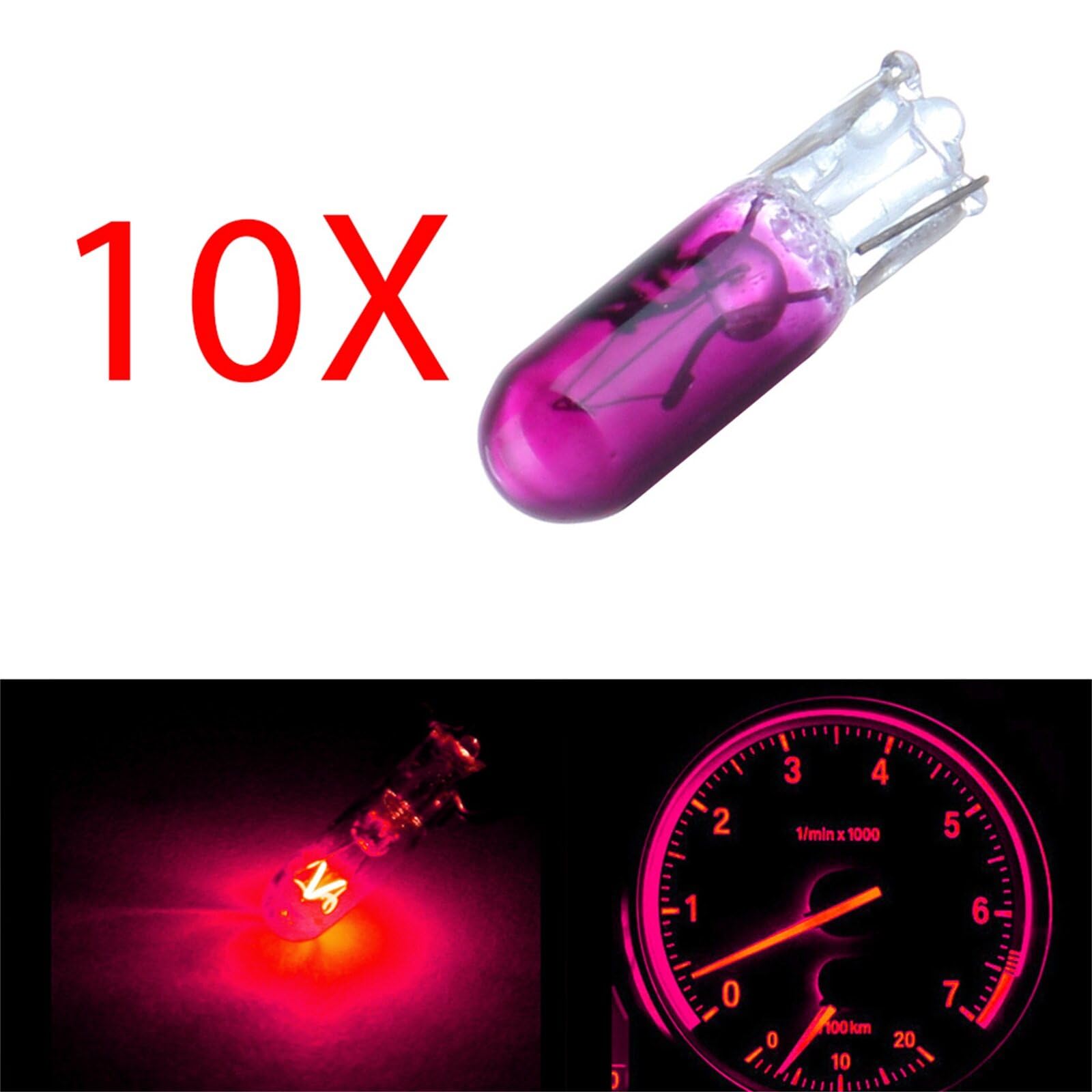 ECCPP 10x Instrument Cluster Dash Panel Lights T5 Purple Halogen Lights Bulbs 17, 18, 27, 37, 58, 70, 73, 74, 79, 85, 86, 206, 207, 286, 306, 307, 308, 406, 407 2721