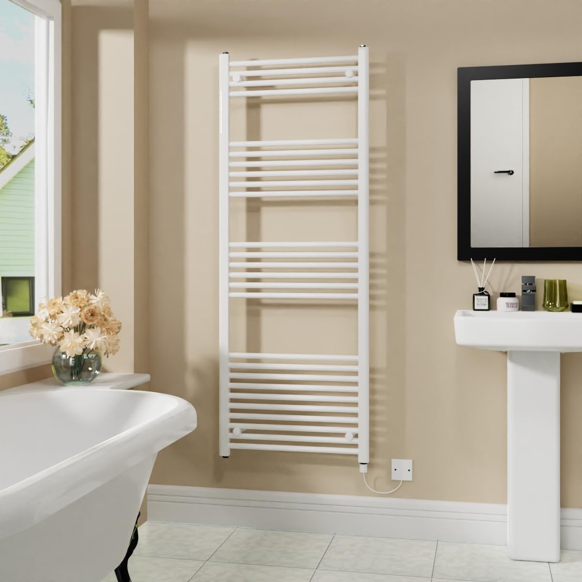 Warmehaus White 800W Electric Heated Warming Towel Rail Bathroom Radiator - 1600X600mm