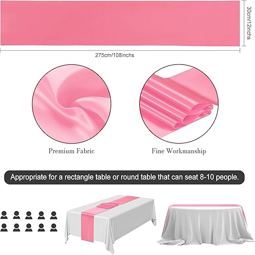 Miniatura 9 de Camino de mesa plateado de 12 x 108 pulgadas, paquete de 4 caminos de mesa de satén, camino de mesa suave para fiestas, bodas, banquetes, cumpleaños