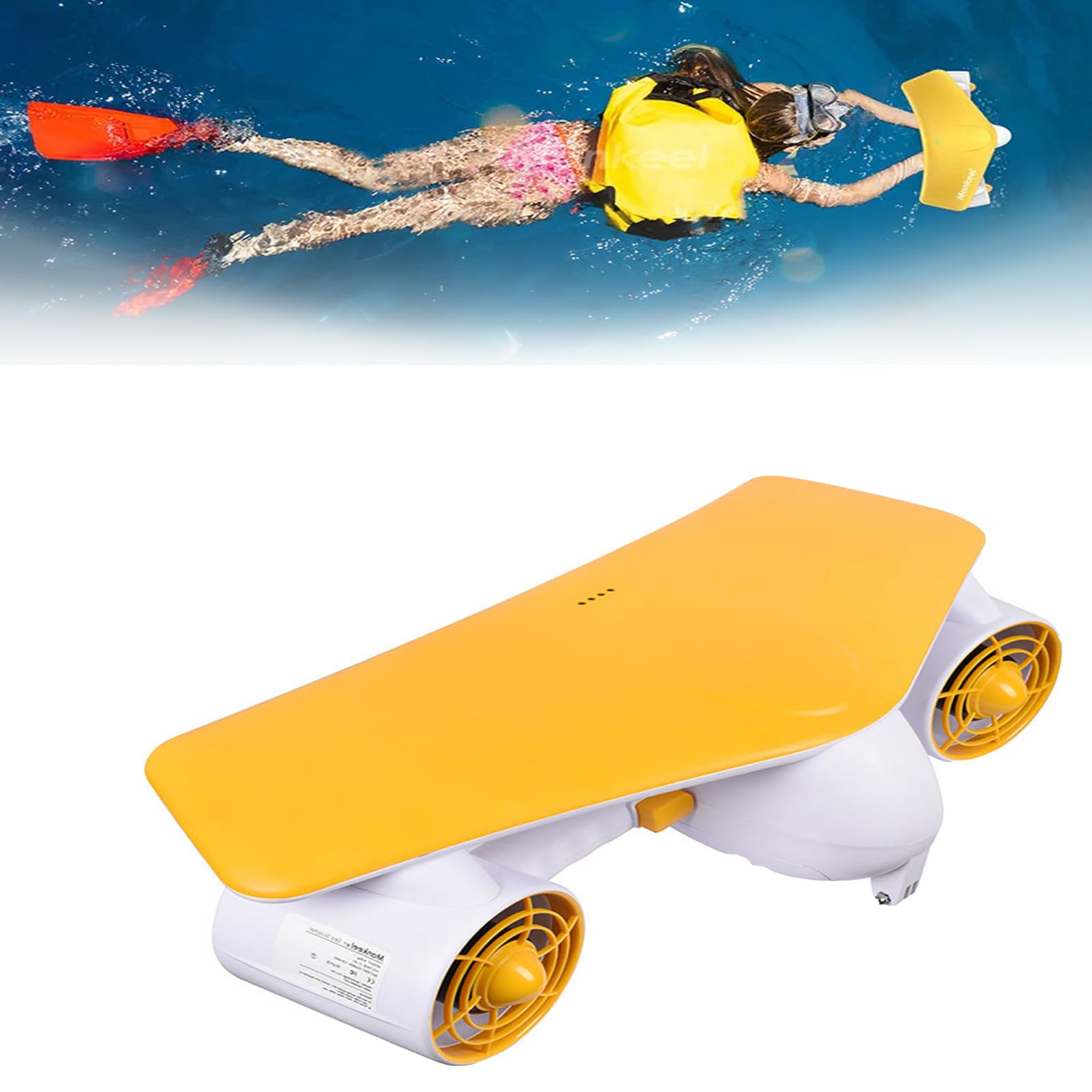 Lpoxuru Variable Speed Underwater Propeller, 4.7kg Portable Sea Scooter, 6000mAh Battery, 3 Hours Fast Charge for Snorkeling and Ocean Diving Yellow