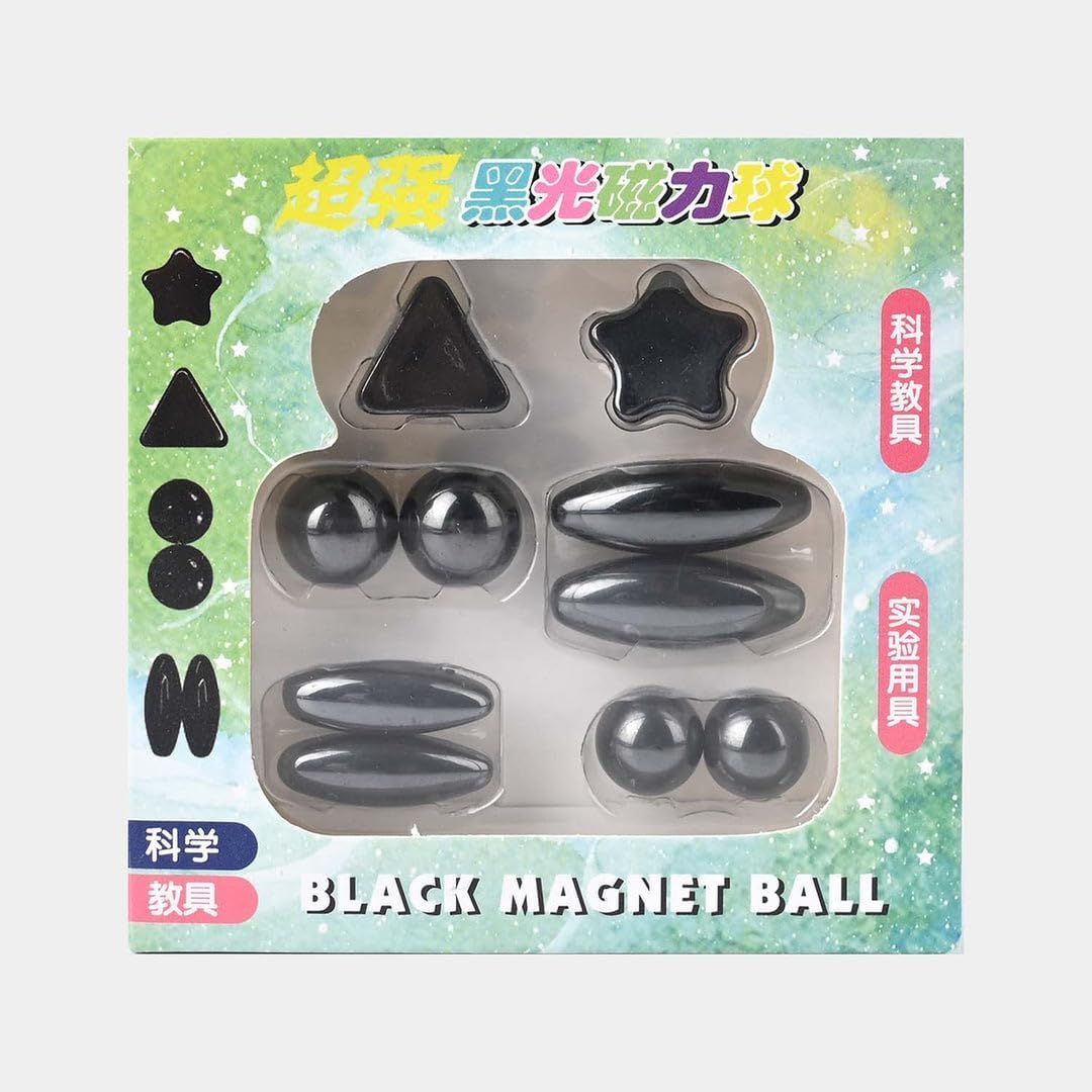 10-Piece Black Magnet Set - Educational Science Magnets for Kids