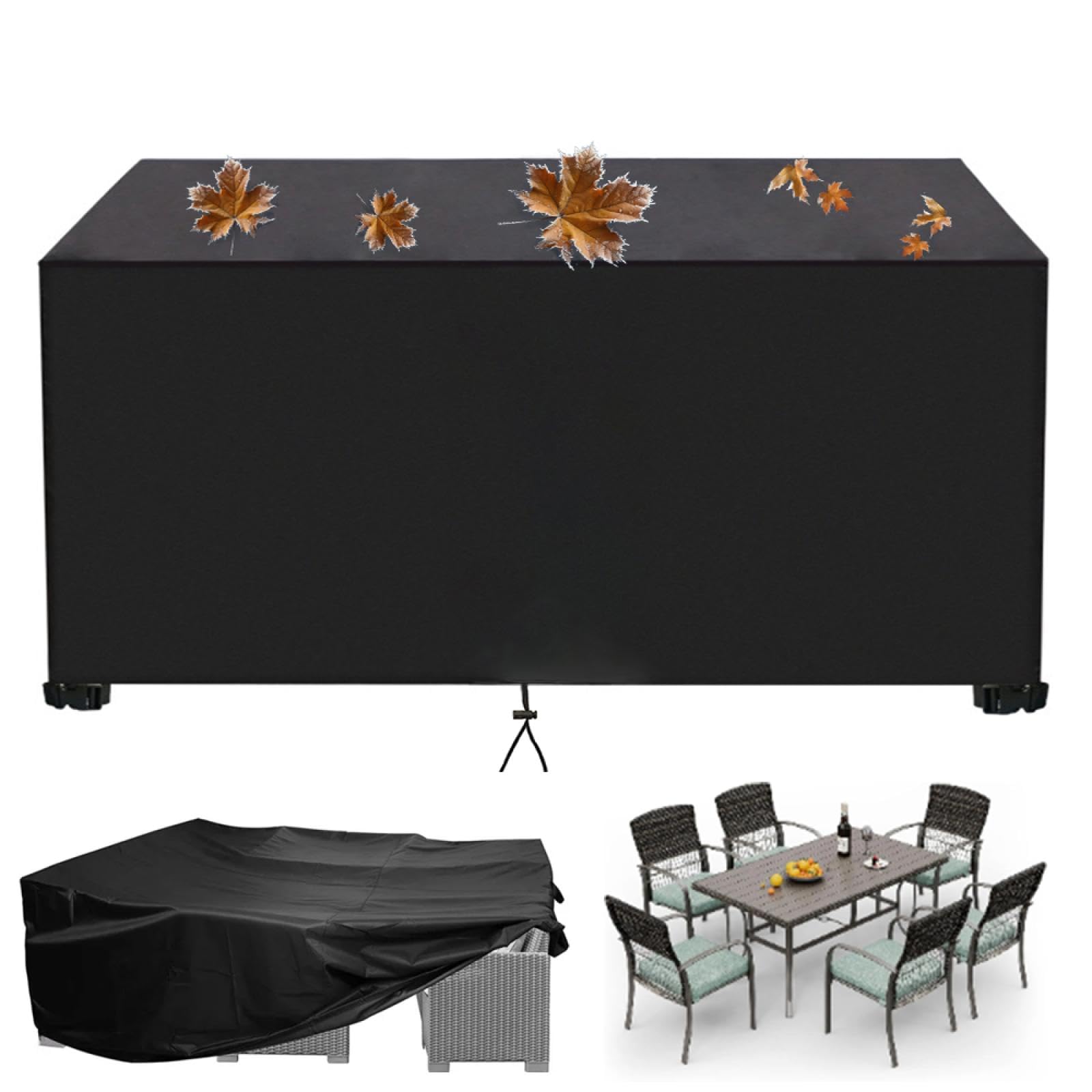Bache de Protection Exterieur Table Housse de Protection pour Meubles de Jardin 211x102x75cm/LxWxH Résistante aux Intempéries et aux Déchirures Bache pour Salon de Jardin Exterieur - Noir