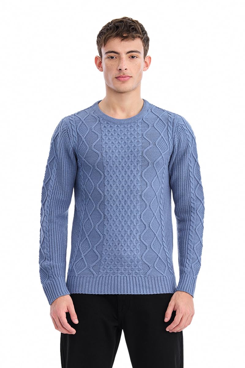 snitch Men Sweater | Textured Cable Knit Design with Crew Neck & Full Sleeves | 100% Acrylic Fabric Knitwear for Casual Wear & Winter Wear| Regular Fit-picture-10