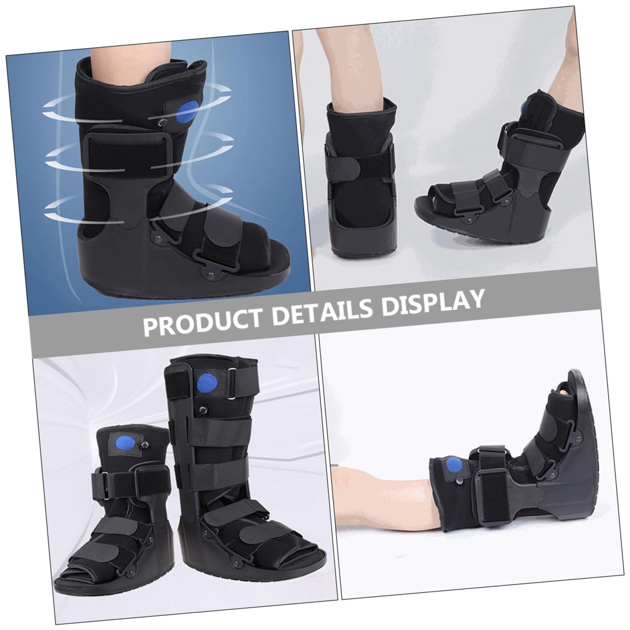 Ankle Fixed Shoe with Inflatable Cushion, Low-cut Walking Boot Foot Brace for Post-surgery, Medical Foot Support Stabilizer for and Adults