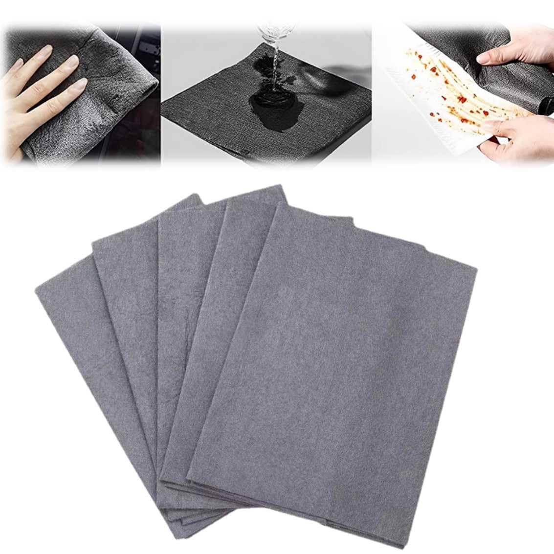 Yelschwa Grey(30*40Cm, 5Pcs) Sparklean Cleaning Cloths Microfiber Glass Cleaning Wipes Reuseable Streak Free Microfiber Thickened Magic Cleaning Wipes Suitable For Cleaning Windows Kitchenware Cars Glass (Grey(30*40Cm, 5Pcs))
