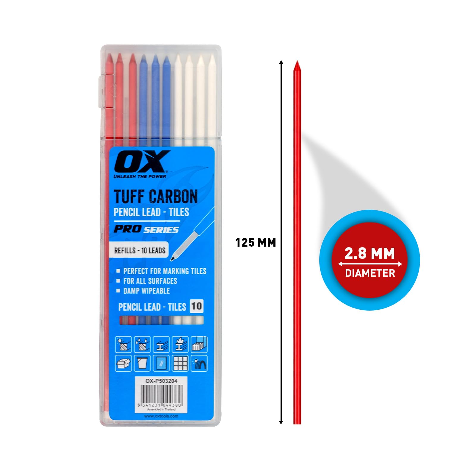 OX Tuff Carbon - Tile Pencil Lead (10PK), Blue - Image 2