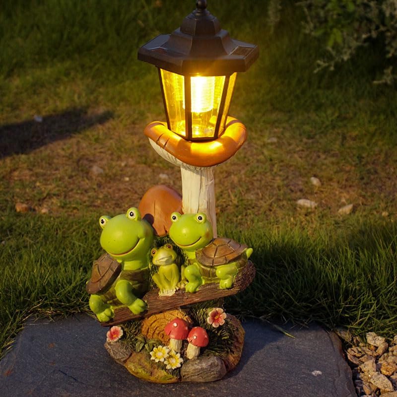 Solar Turtle Statue,Outdoor Garden Decor Turtle And Mushroom Sculpture thumbnail