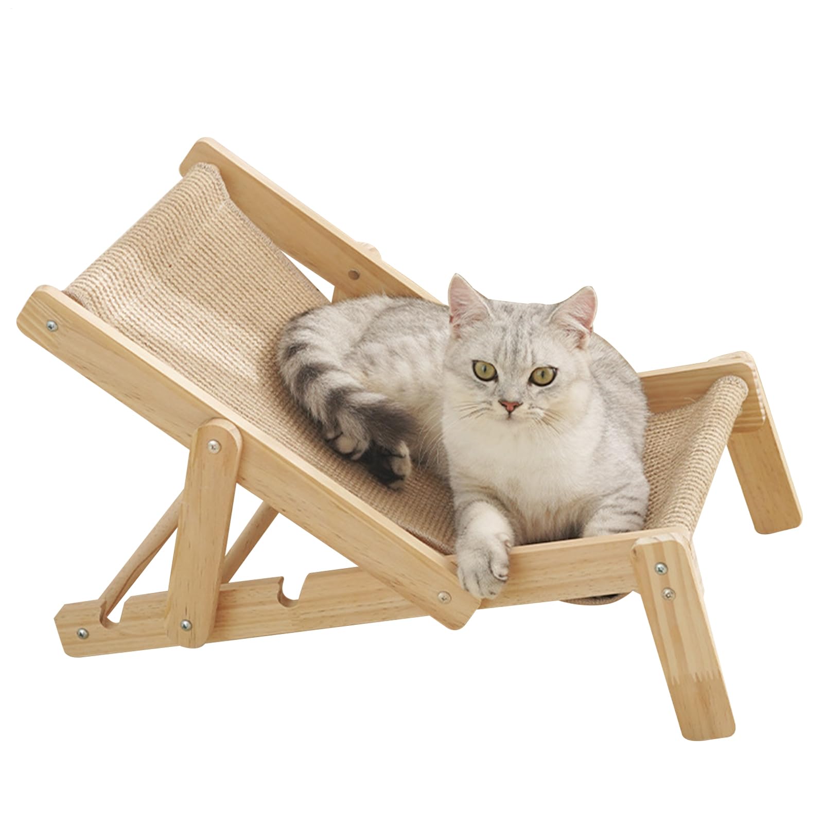 Chaise à gratter pour chat en bois massif avec couchage surélevé
