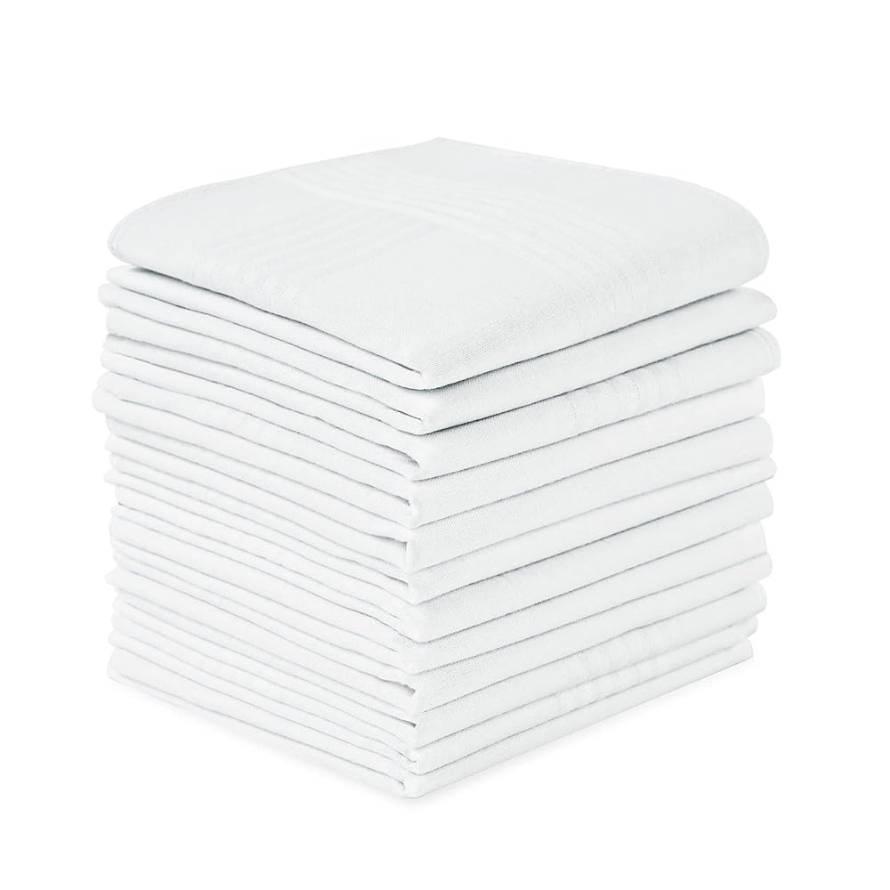 URAQT Fazzoletti da Uomo, 12 Pz Tessuto 100% Cotone, da Taschino Bianchi,  38cm * 38cm : Amazon.it: Moda
