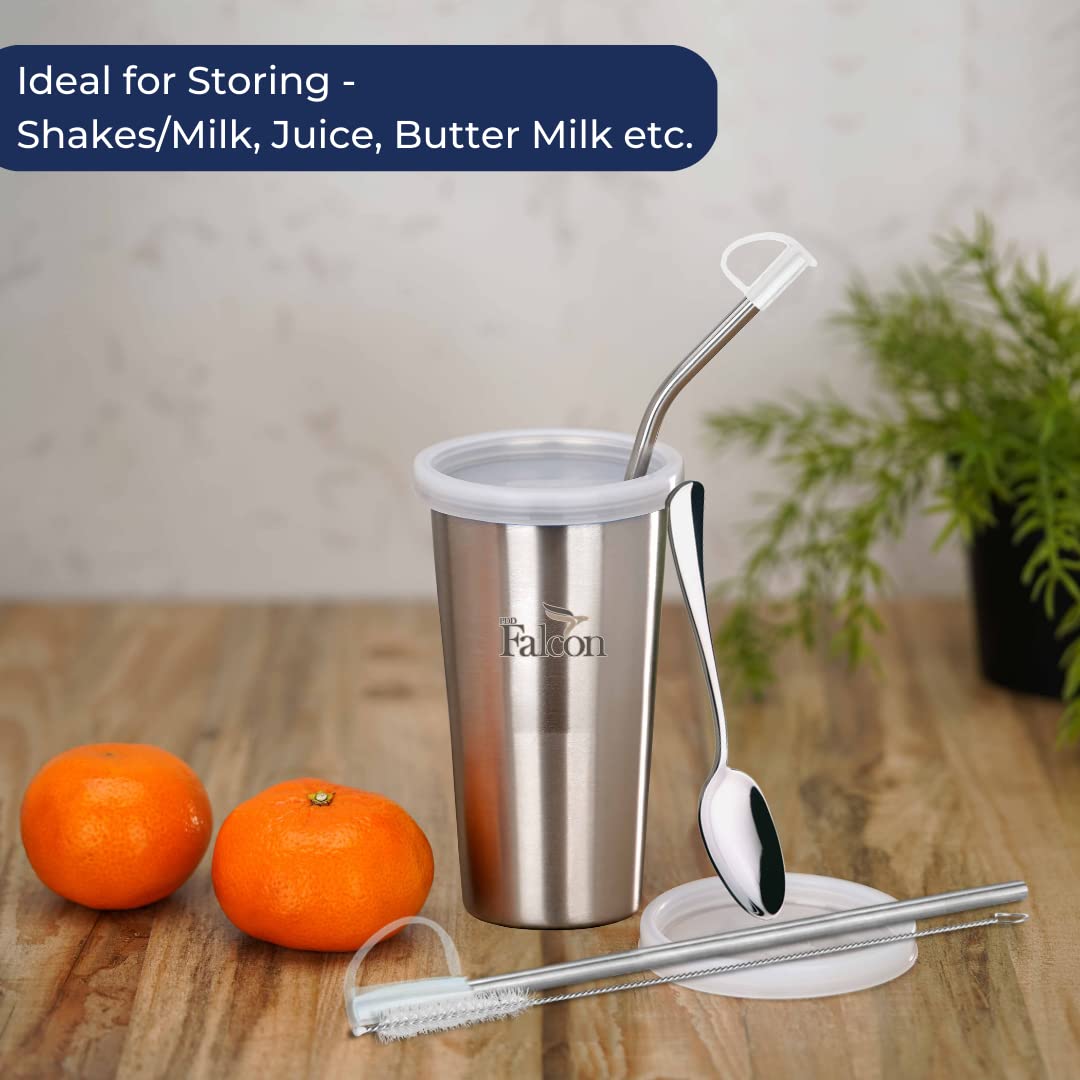 PDDFALCON Stainless steel Glass/Tumbler Multi Color (Plain_ACC) With 100% Leak Proof With BIS Certified, Jindal Seal & Made In India, 450ml 3