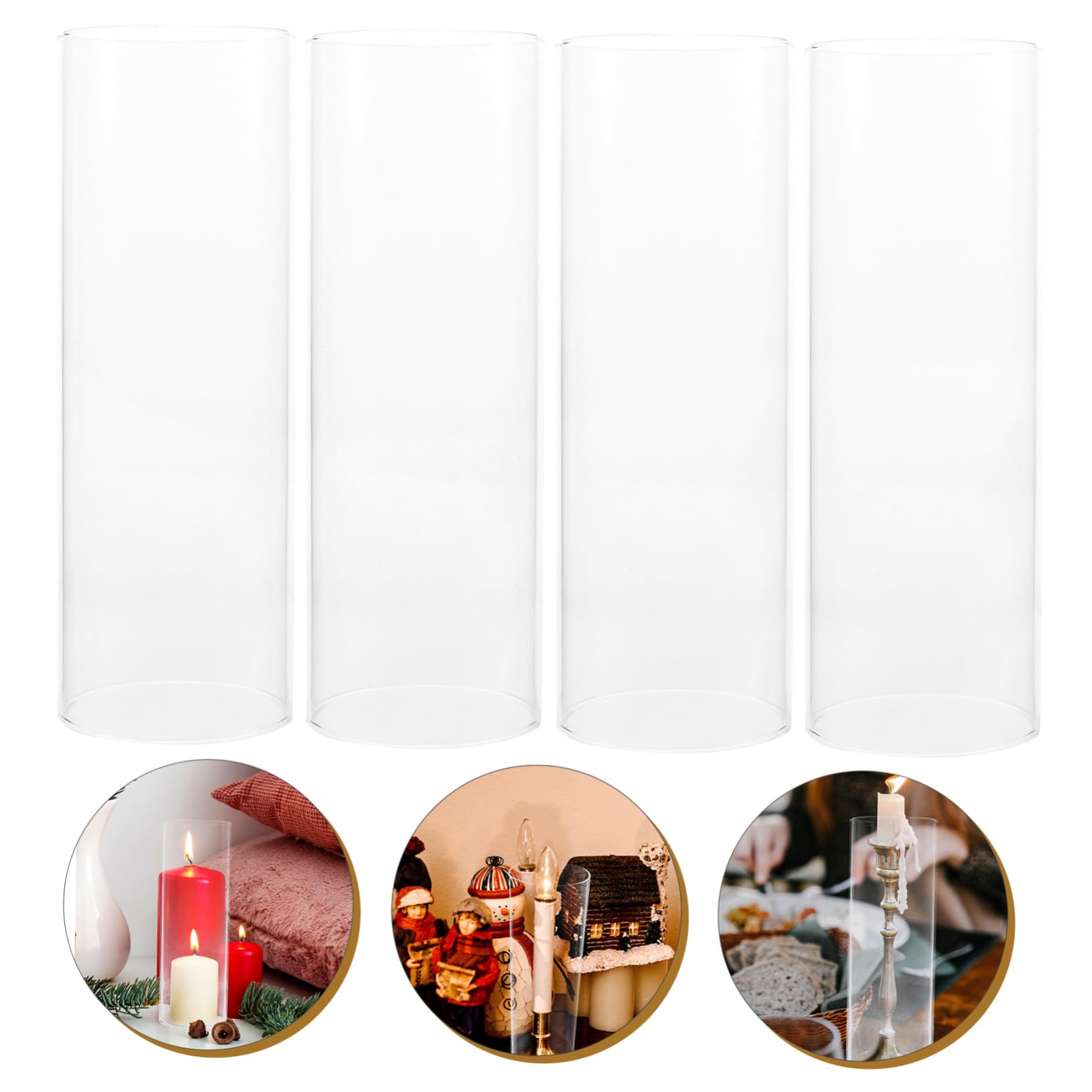 VOSAREA Couvercles en Verre Borosilicaté Transparents Protection Coupe-vent et Décoration 4pcs pour Tubes de Bougies pour Petits Décors DIY