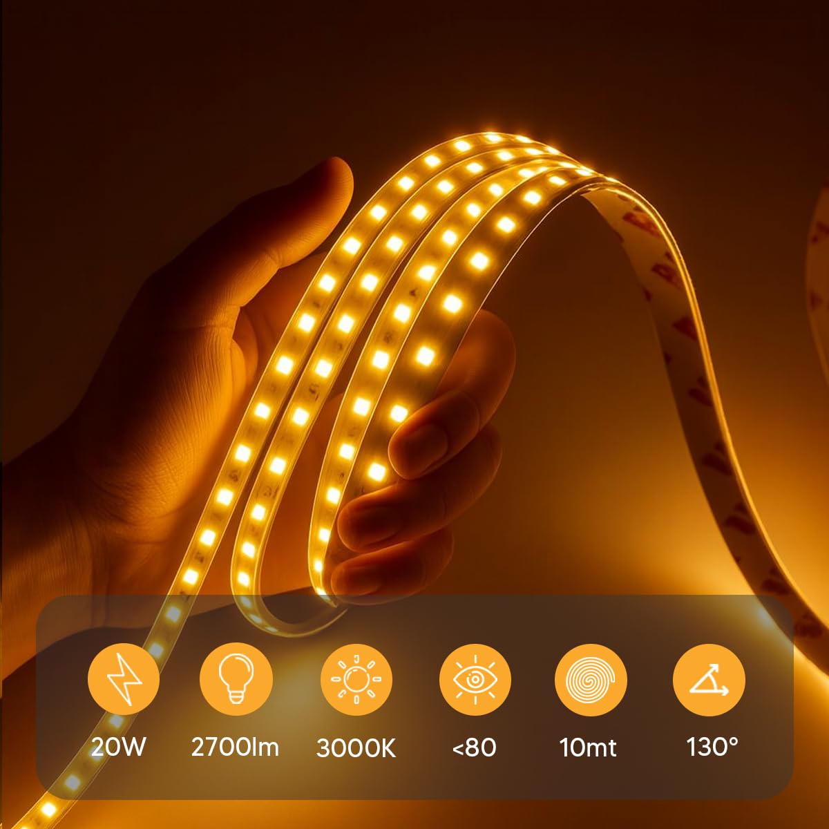 Eurekaled Striscia LED 24V S8010 – 10m, 238 LED/m, 20W/m, 2700 lm/m, CRI≥80, IP20 – Luce Calda 3000K, Naturale 4000K o Fredda 6000K, Taglio 29,5 mm, CE RoHS (3000K, 10mt)
