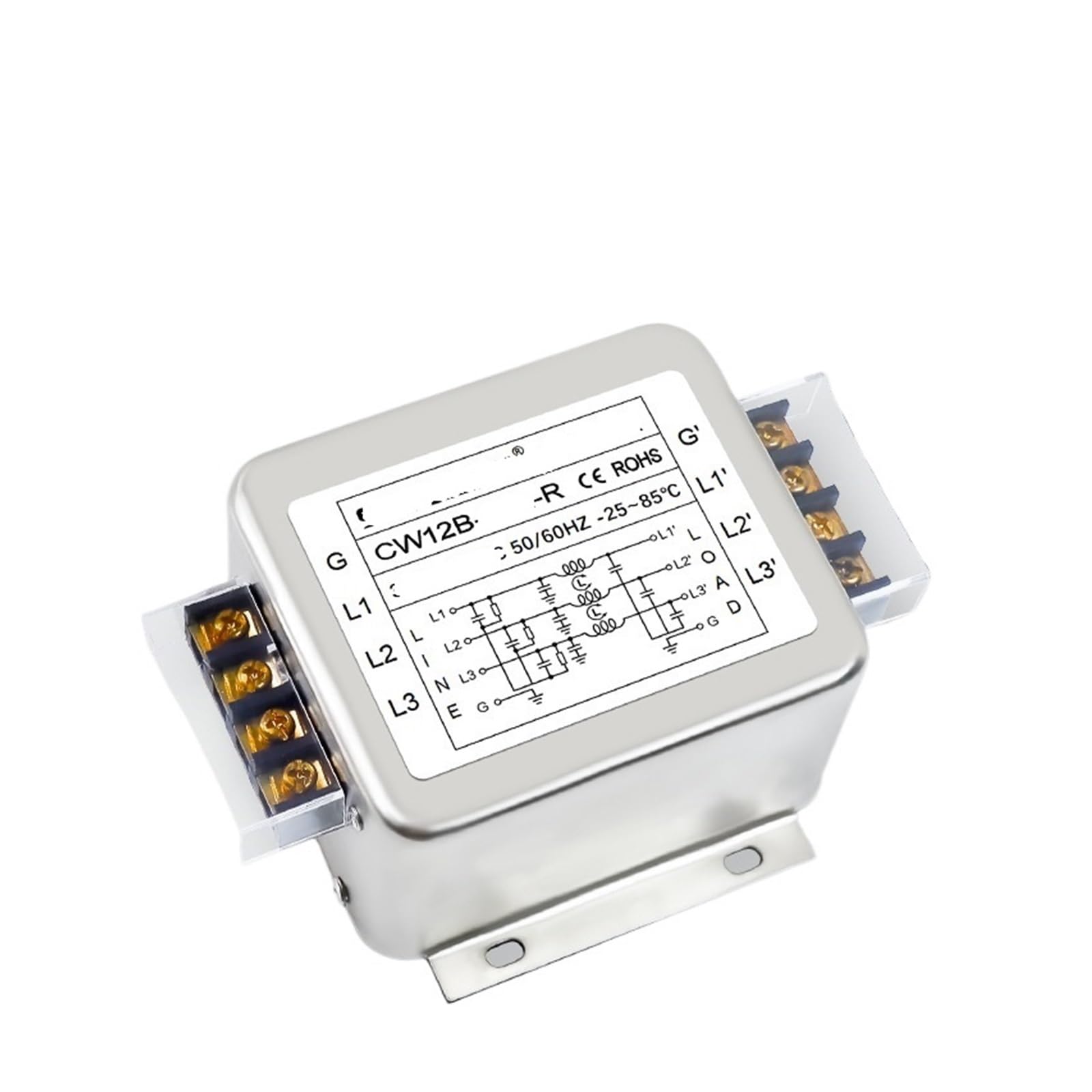 YTMJPQQJI Terminal Block Three-Phase Three-Wire 380V AC Filter CW12B-20/30/40A-R Terminal Block Interference Purification(CW12B-10A-R)