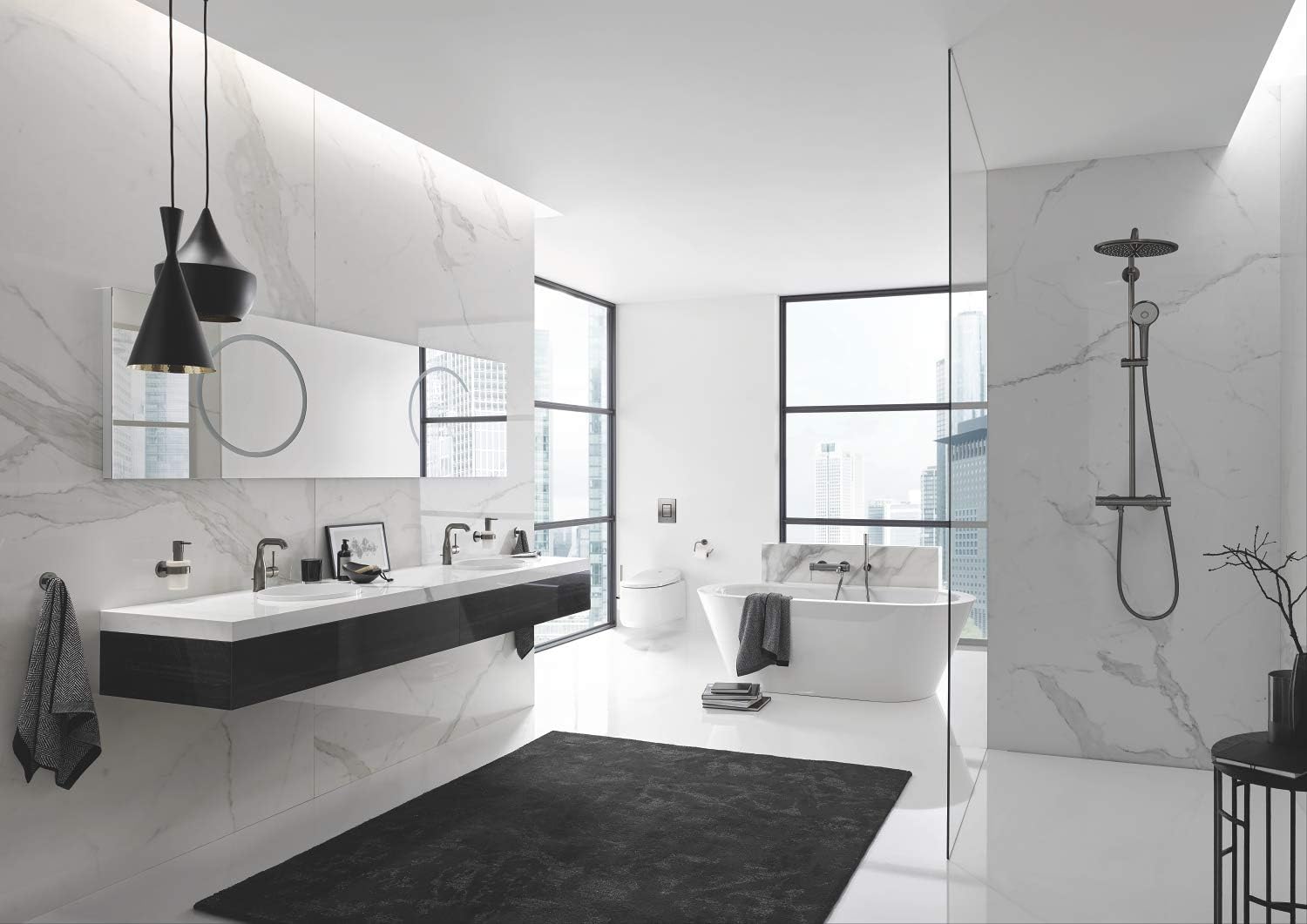 Grohe Essentials Toilet Roll Holder Without Cover, Brushed Hard Graphite
