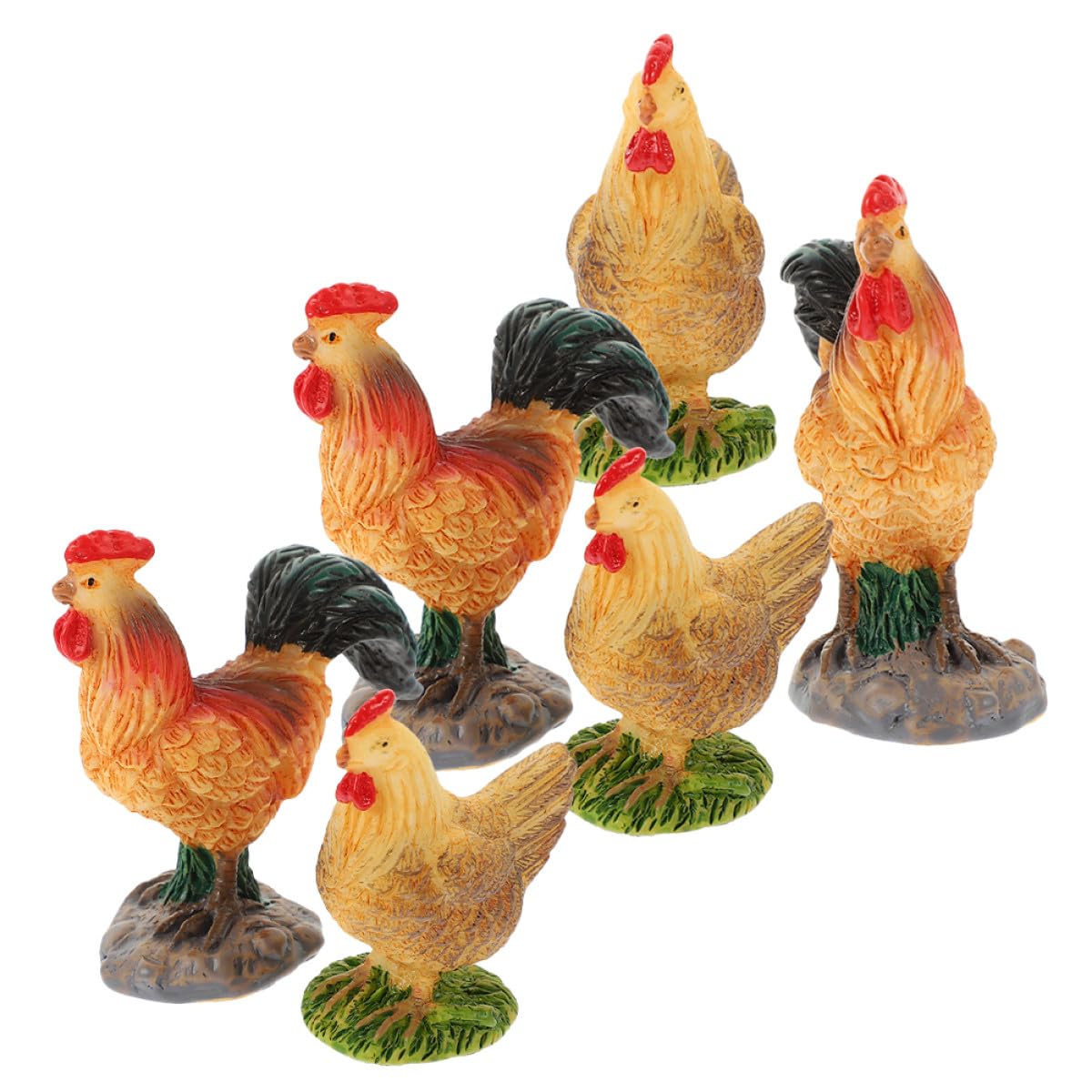 Figuras de pollo miniatura para decorar micropaisajes y maquetas de jardines