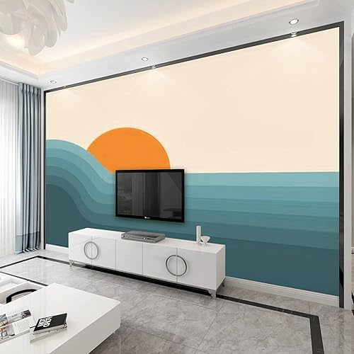 Miniatura 4 de Moderno 3D Retro Abstracto Atardecer Paisaje 70 pies Estilo mediados de siglo Gráfico Papel Pintado Pegatinas de Pared Pegatinas de Pared Mural de