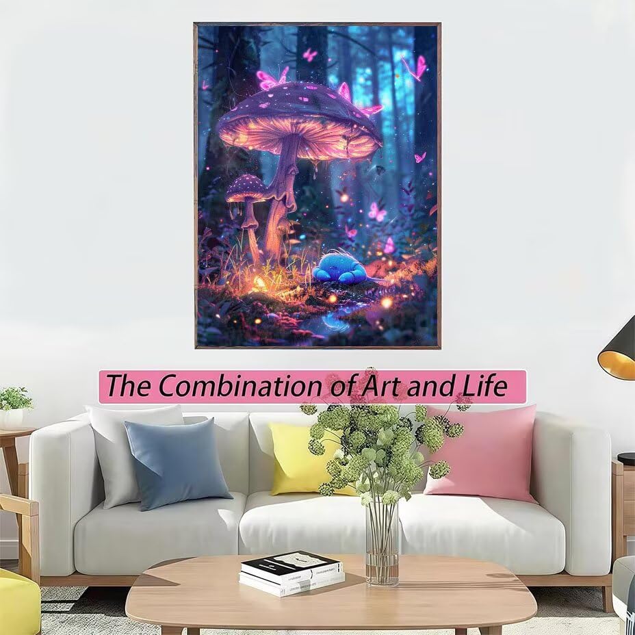Kit complet de broderie diamant 5D champignons et animaux 40x50cm