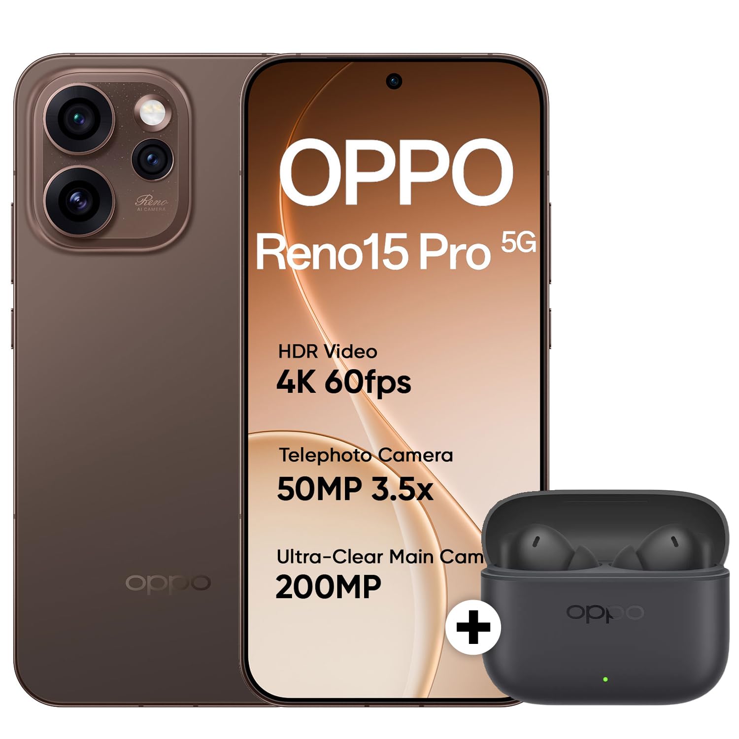OPPO Reno15 Pro 5G Smartphone 12+256GB Brown, 6.7-inch 120Hz AMOLED with Corning Gorilla Glass, 6500mAh Battery, 80W Fast Charging, 50MP & 200MP Triple Camera, MediaTek Dimensity 8450 Platform, IP69-image-8