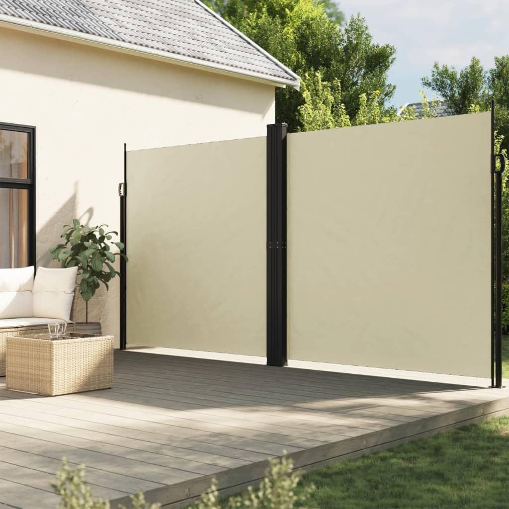 Rantry Seitenmarkise Ausziehbar Markise Ausziehbar Blickdicht Seitenrollo Seitenwandmarkise Sonnenschutz Sichtschutz Markise für Balkon, Garten und Terrasse Creme 200x600 cm Garten