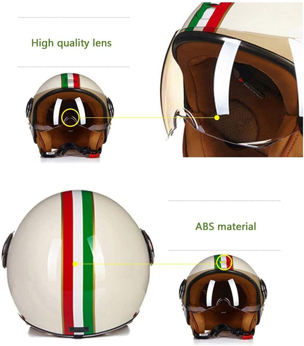 Retro Motorcycle Adults Helmets for Men Women, with Visor 3/4 Motorcycle Half Helmet,Apply to Scooter Motocross Cruiser DOT Approved Street Moped Helmet