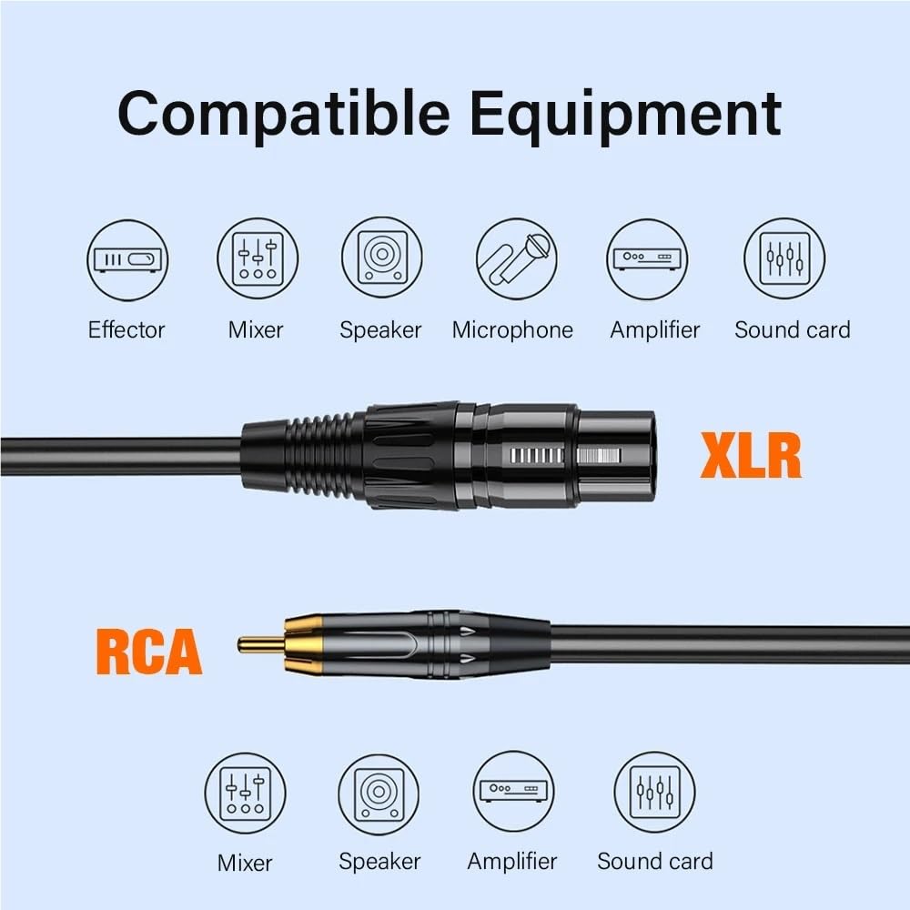 Cavo audio RCA a XLR maschio/femmina for amplificatore Mixer Altoparlante Karaoke Adattatore for microfono 1m 2m 3m 5m 10m 15m lungo(Female XLR,10m)