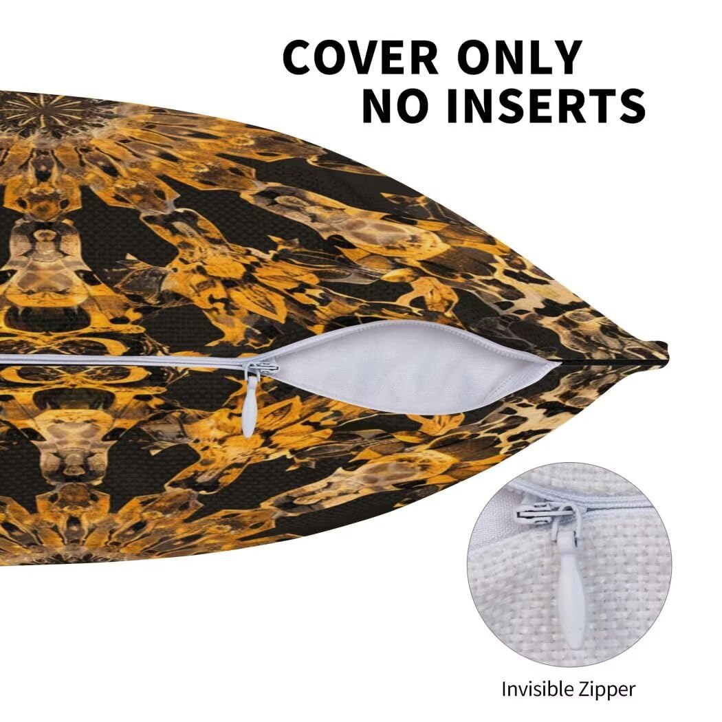Kissenbezug 50x50 4er Set Leinen Kissenbezüge Golden Dekorative Sofakissen Zierkissen Ethnisch Couchkissen Outdoor Kissen Zierkissenbezüge Deko Kissen für Sofa Schlafzimmer Wohnzimmer Balkon -LI624