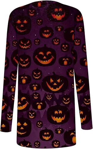 Miniatura 4 de COTECRAM Disfraces de Halloween para mujer 2023, otoño, talla grande, parte delantera abierta, cárdigan largo, suéter ligero para exteriores