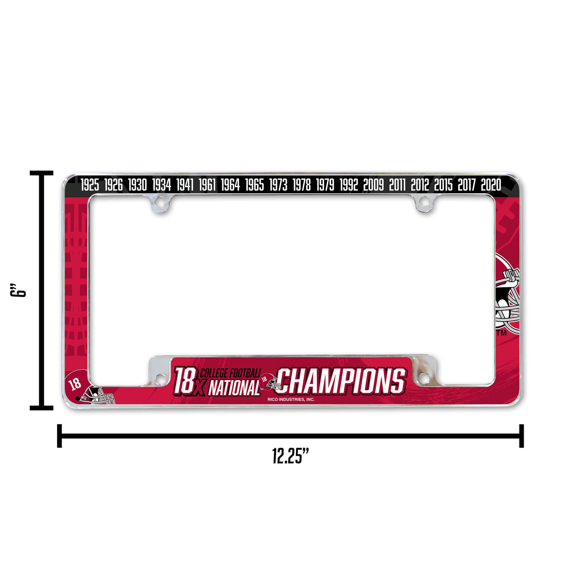Rico AFC1501NC18T Alabama University 18 Time College Football Champs All Over Chrome Frame