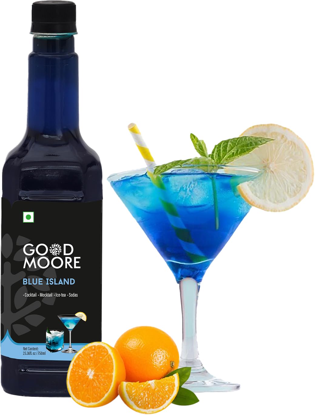 GOOD&MOORE Blue Island Syrup | For Cocktail, Mocktail, Sodas, Ice-Teas And More | Concentrated Syrup | Blue Curacao Syrup | Ready To Mix | Premium Syrup | 750Ml-image-31