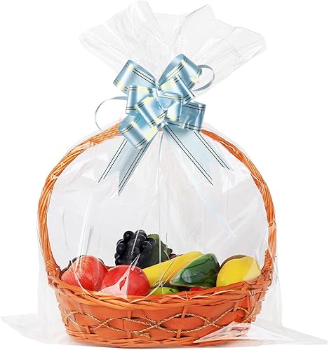 Miniatura 7 de Paquete de 50 bolsas grandes de celofán de 24 x 30 pulgadas, bolsas de celofán transparente de regalo, extra grandes de 2.3 mil de grosor para cesta