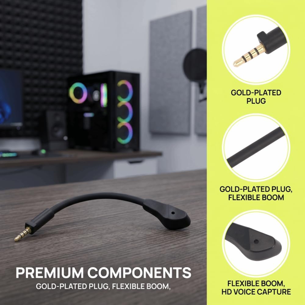 3.5mm Detachable Game Microphone Replacement Gold Plated Plug Noise Reduction Plug and Play Mic for ROG S Gaming Headset
