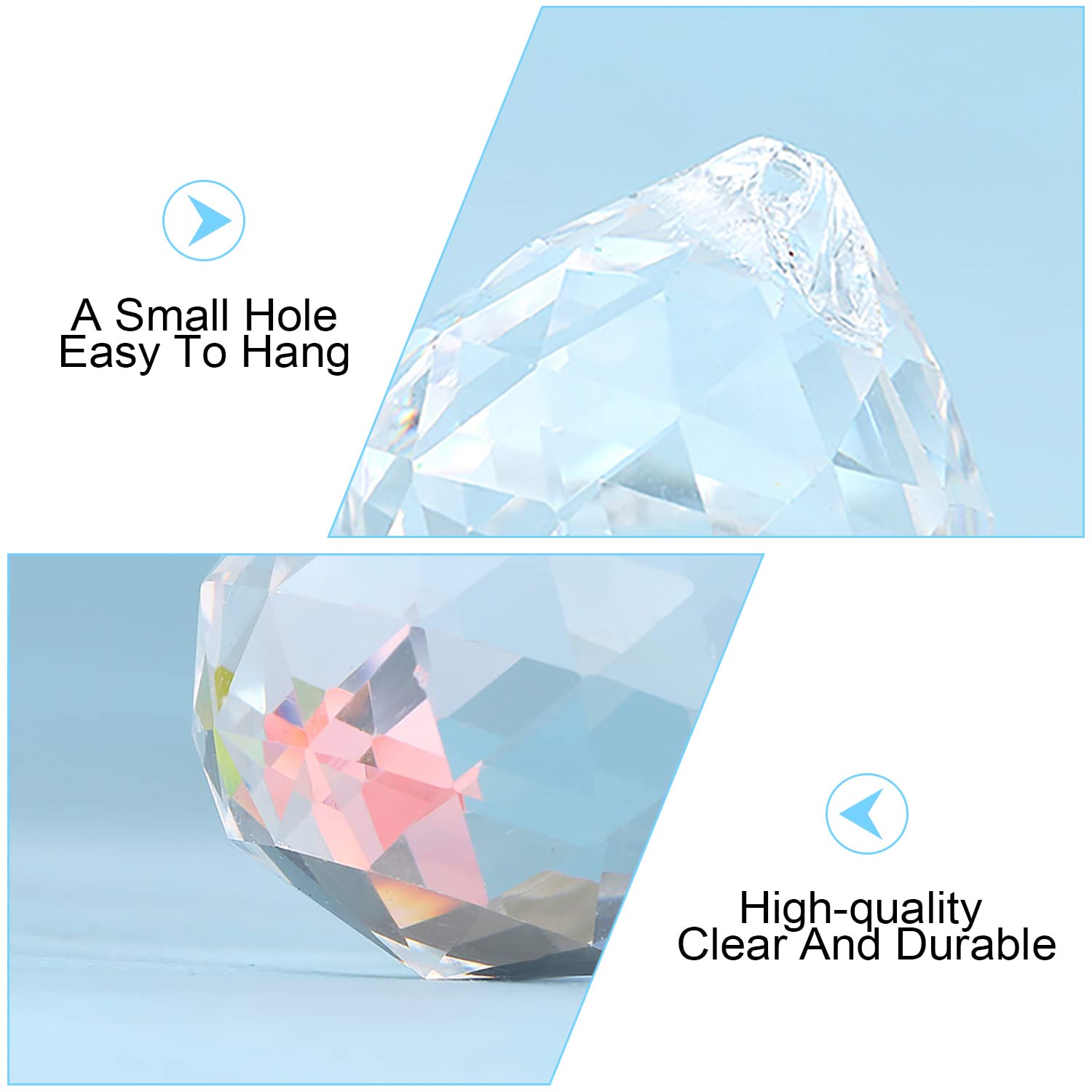 H&D HYALINE & DORA 10PCS Clear Crystal Ball Prism Suncatcher Rainbow Pendants Maker, Hanging Crystals Prisms for Windows,20mm - Image 2