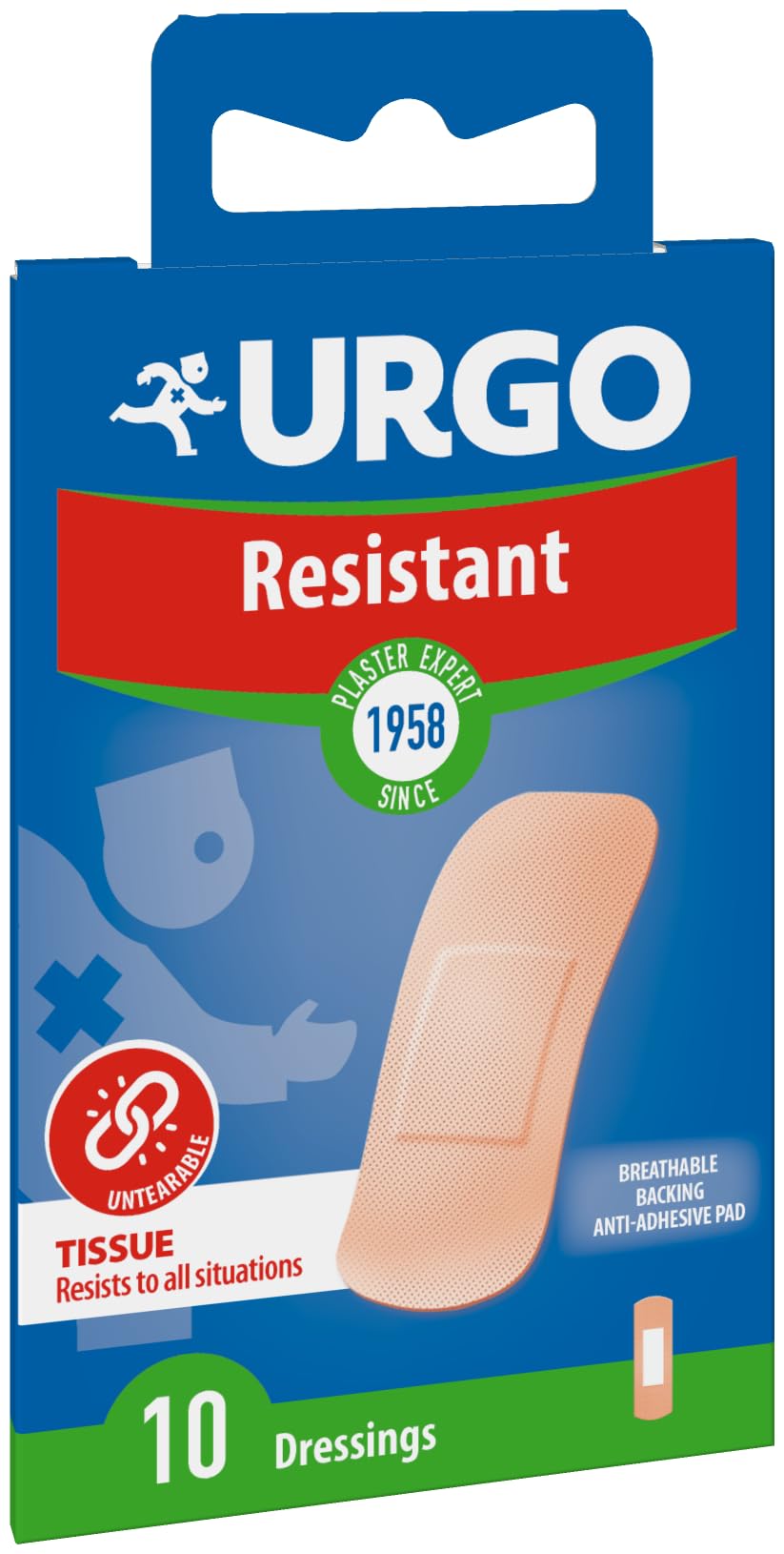 UrgoResistant Plasters - Single Plasters for Protection of Upper Wounds - 1 Size - 10 Dressings