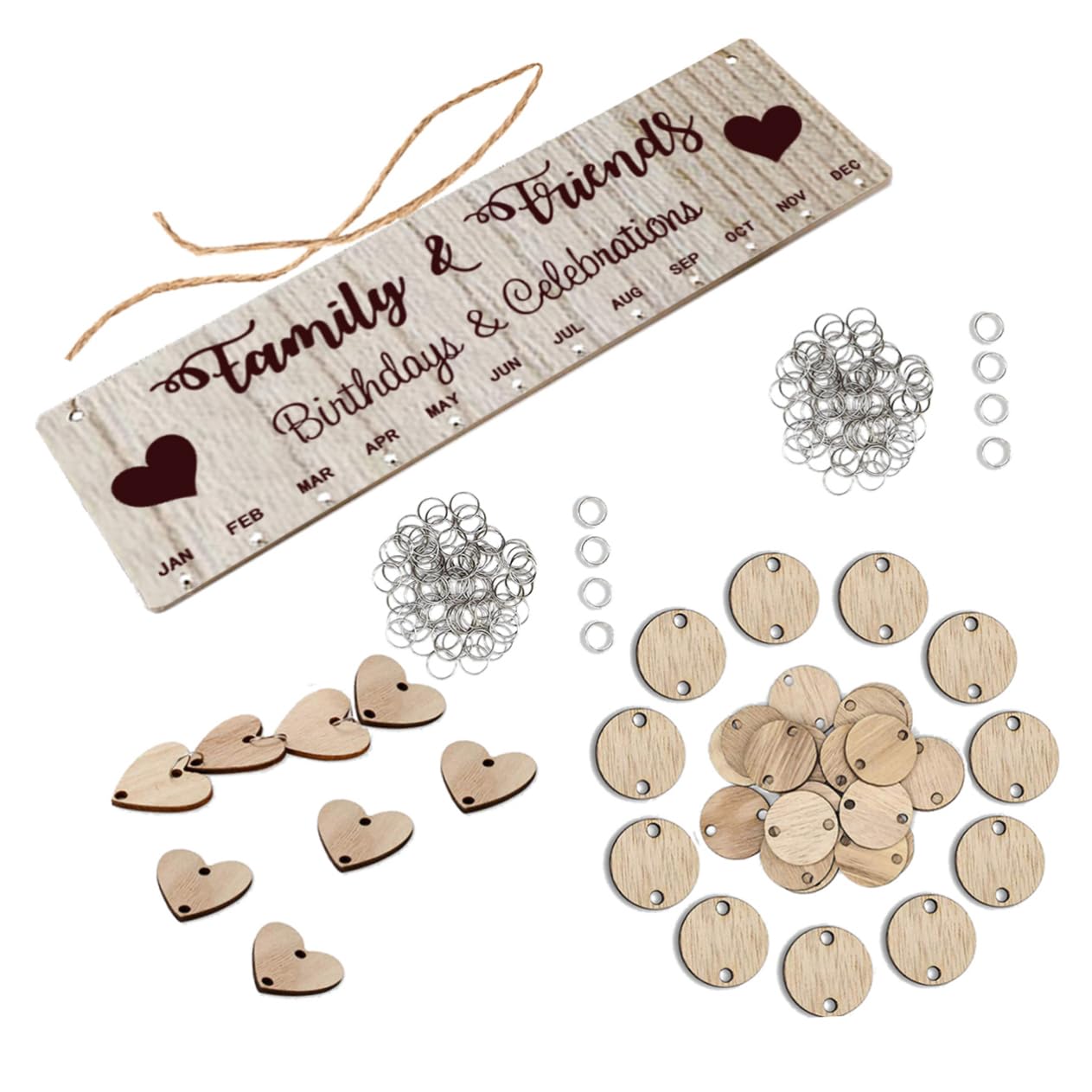 NUOBESTY 9 Set di Calendario per Famiglia E Amici Promemoria in Legno Promemoria per Compleanni Promemoria da Appendere alla Parete Promemoria per La Casa